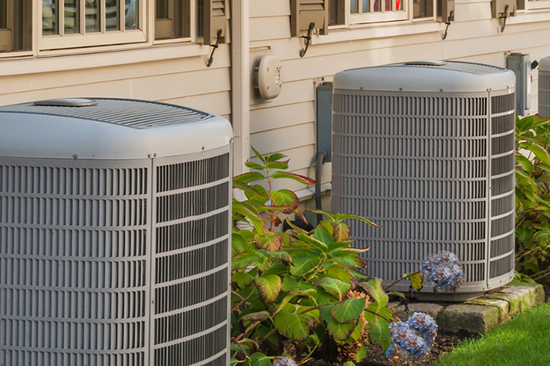 air conditioners outside of a home.